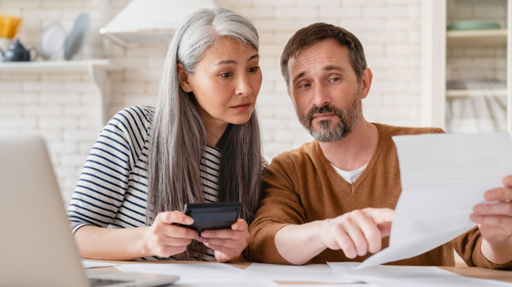 A couple looking at documents