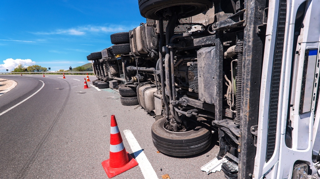 truck that was flipped during accident