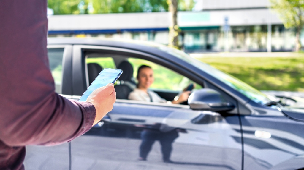 person using a ride share service